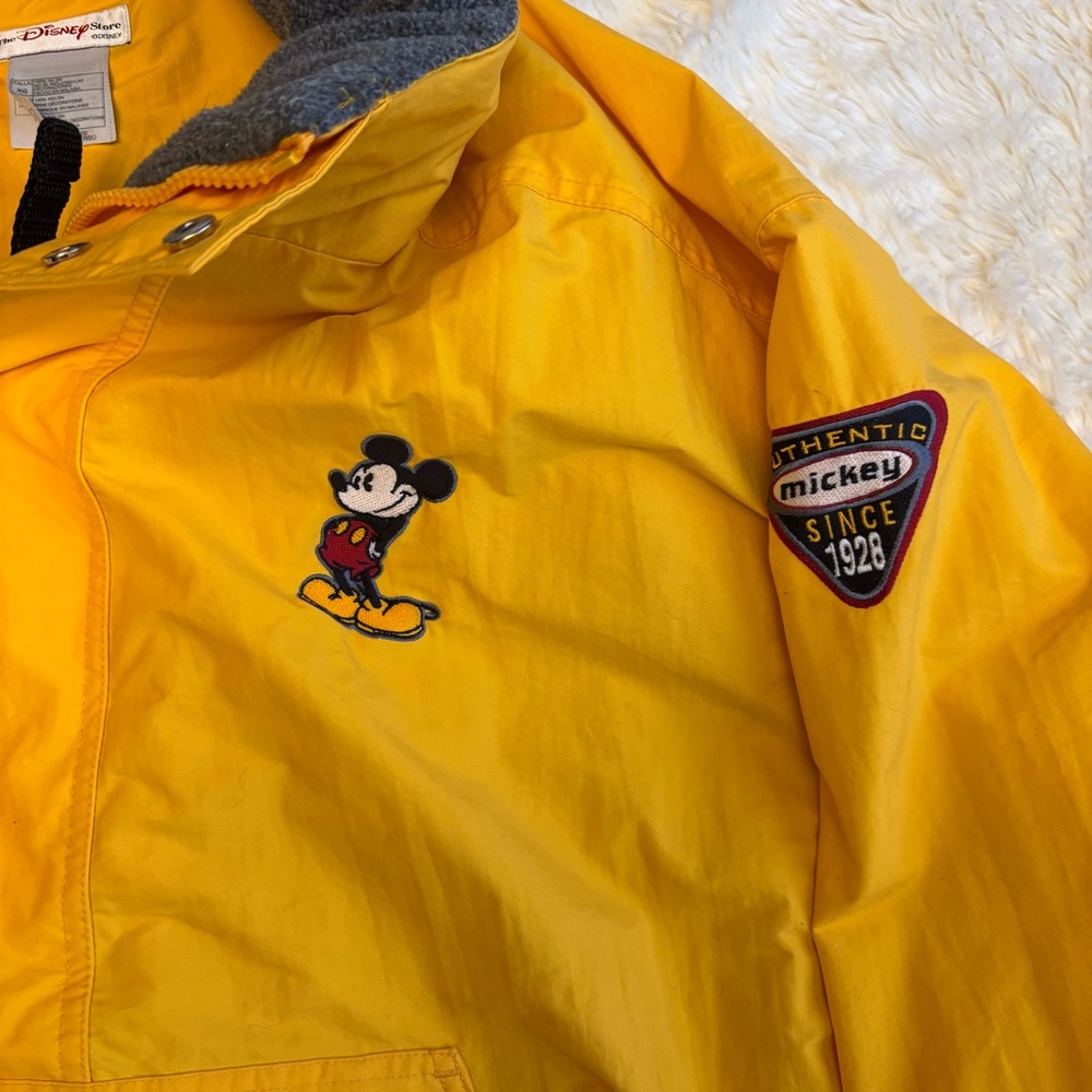 Vintage The Disney Store Yellow Mickey Mouse 1/4 Zip Pullover Parka Coat XL - Picture 3 of 6